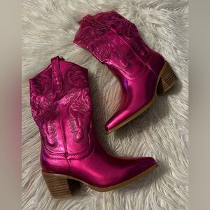 Metallic Pink Western Cowgirl Boots